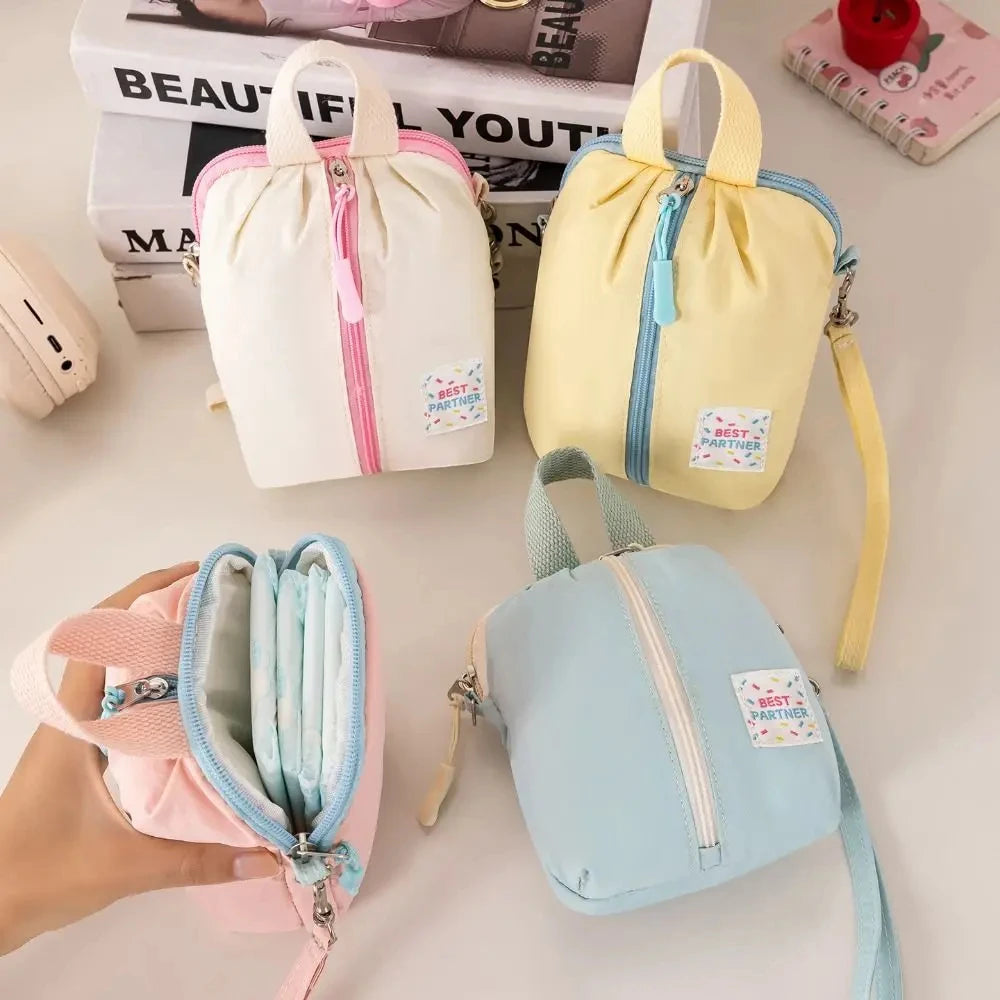 Portable Small Sanitary Pad Storage Bag Macaron Travel Toiletry Cosmetic Case Makeup Organizer Versatile