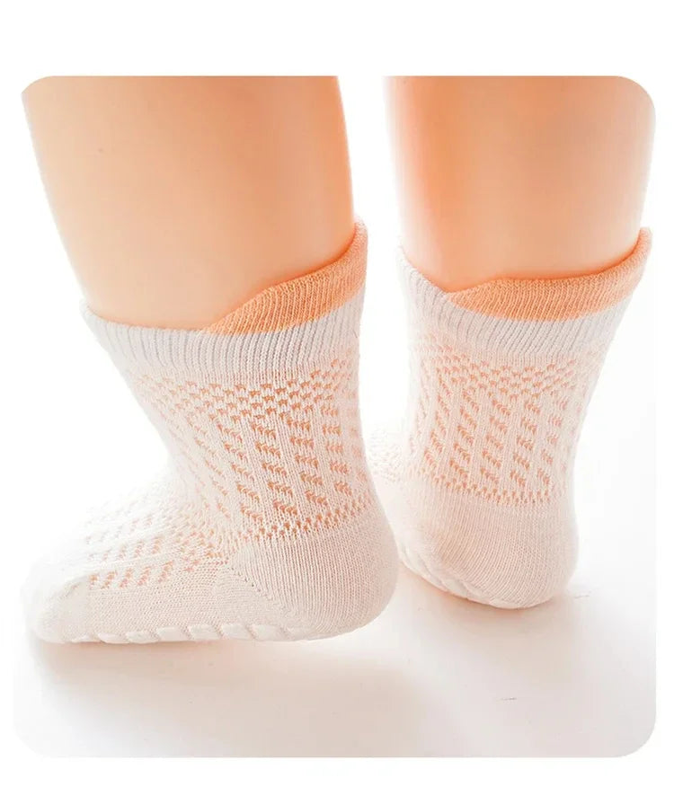 3 Pairs/lot RAISE 6 Colored Non-slip Baby Girl Socks Breathable Thin Infant Girl Cotton Socks Kids Mesh Socks Children's Sock Kit