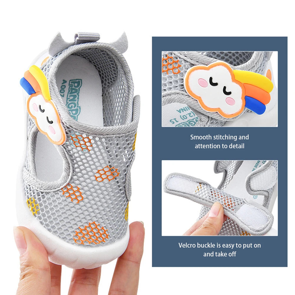 Cartoon Mesh Non-Slip Baby Breathable Shoes for Spring Summer High Elastic Comfy Shoes Kids Shoes For Learning Walking