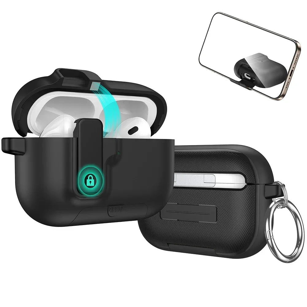 For Airpods Pro 3 Case with Automatic Lock & Cleaning Kit Phone Stand Design Protective Case Cover for Airpods Pro 3