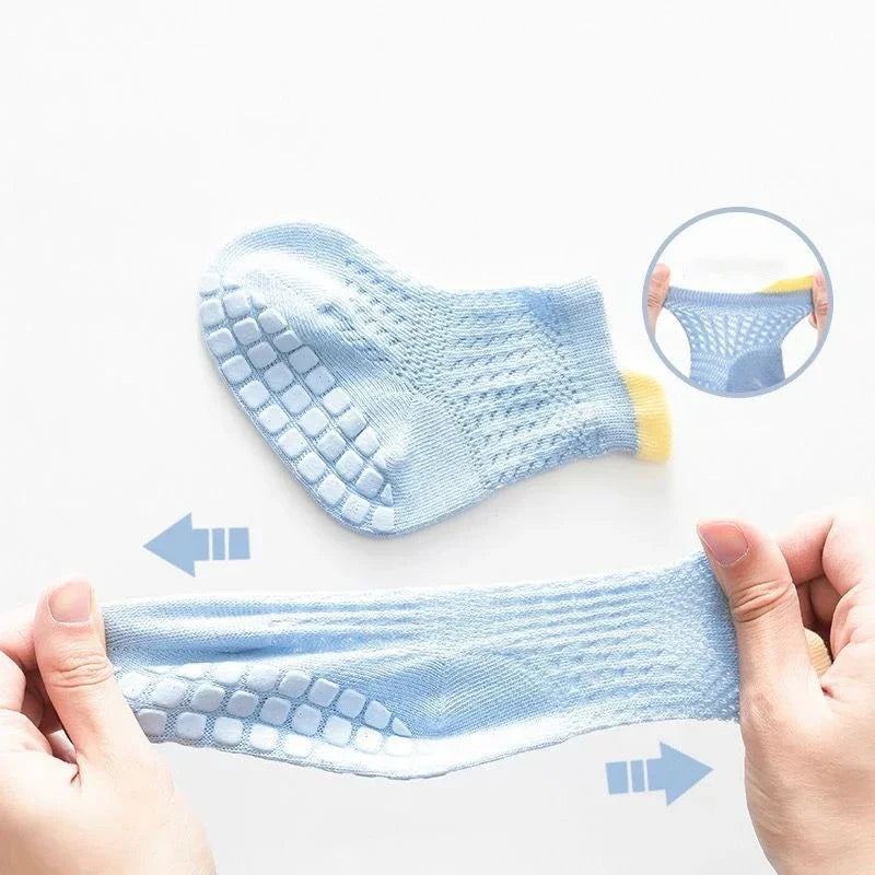 3 Pairs/lot RAISE 6 Colored Non-slip Baby Girl Socks Breathable Thin Infant Girl Cotton Socks Kids Mesh Socks Children's Sock Kit