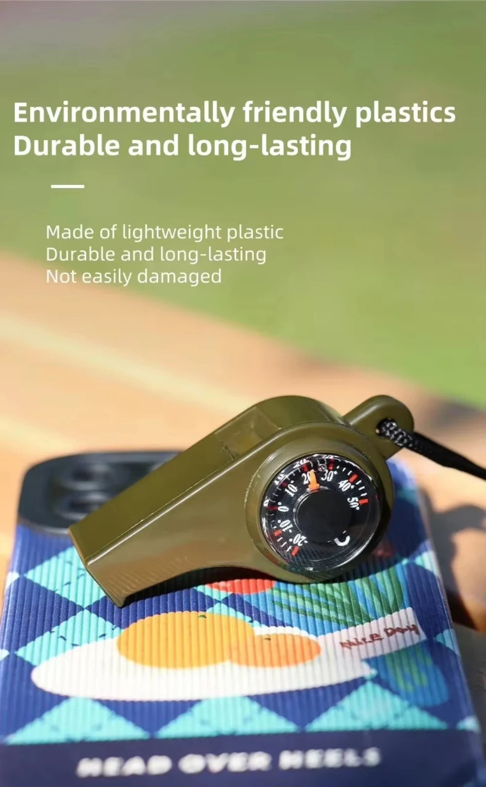 3-in-1 Outdoor Emergency Whistle with Compass and Thermometer, Convenient to Carry, Suitable for Camping and Hiking