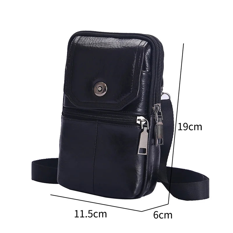 1PC Lightweight Vintage Leather Crossbody Bag Small Messenger Pouch For Men Phone And Passport Storage Use
