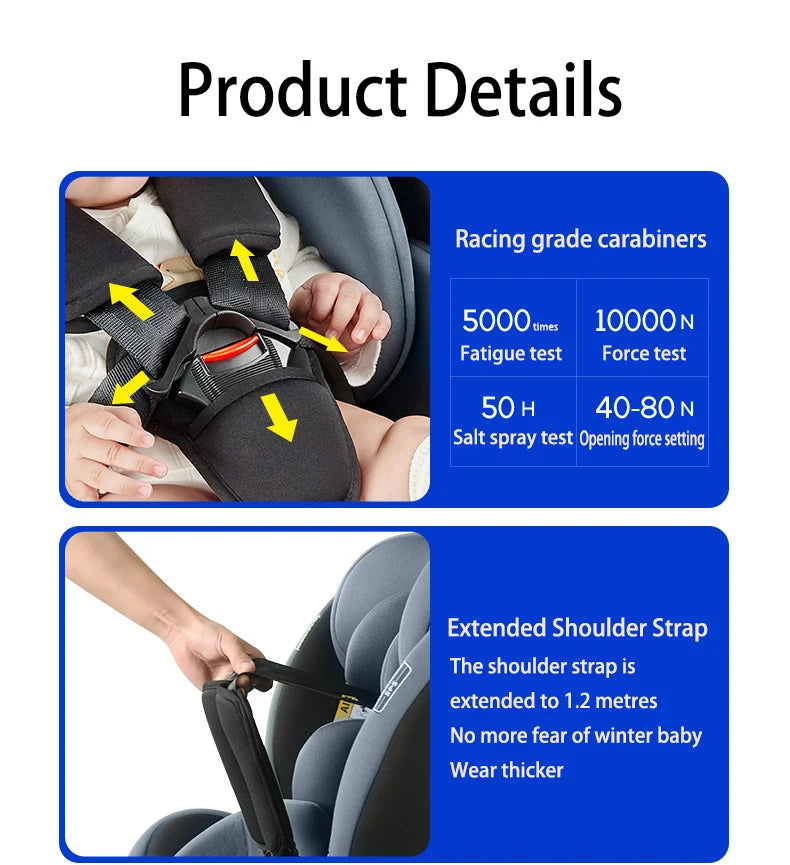 360 Swivel Toddler Car Seat with Retractable Support Anti-Tip Leg, ISOFIX Mount Safety System, Dual SIP Side Impact Module, Integrated Skeleton Shell, Forward and Rearward Facing Multi-Age Child Seat