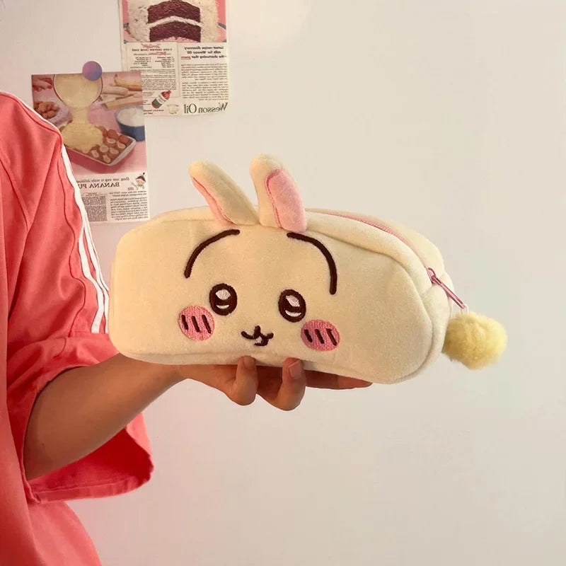 Cute animal storage bag Plush Pencil Case, Cute Anime Stationery Pouch, Large Capacity Soft Pen Bag for School Students Girls