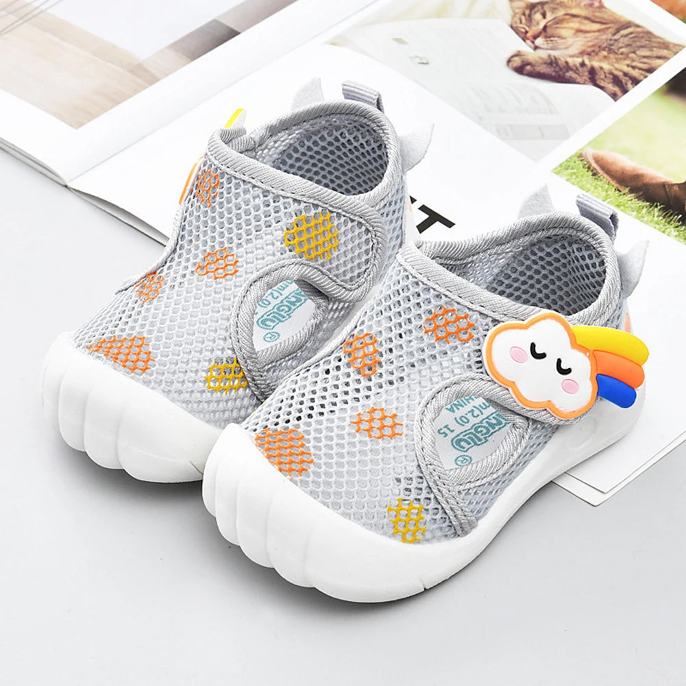 Cartoon Mesh Non-Slip Baby Breathable Shoes for Spring Summer High Elastic Comfy Shoes Kids Shoes For Learning Walking