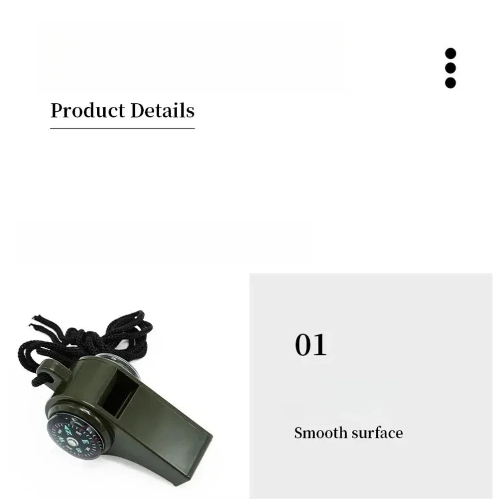 3-in-1 Outdoor Emergency Whistle with Compass and Thermometer, Convenient to Carry, Suitable for Camping and Hiking