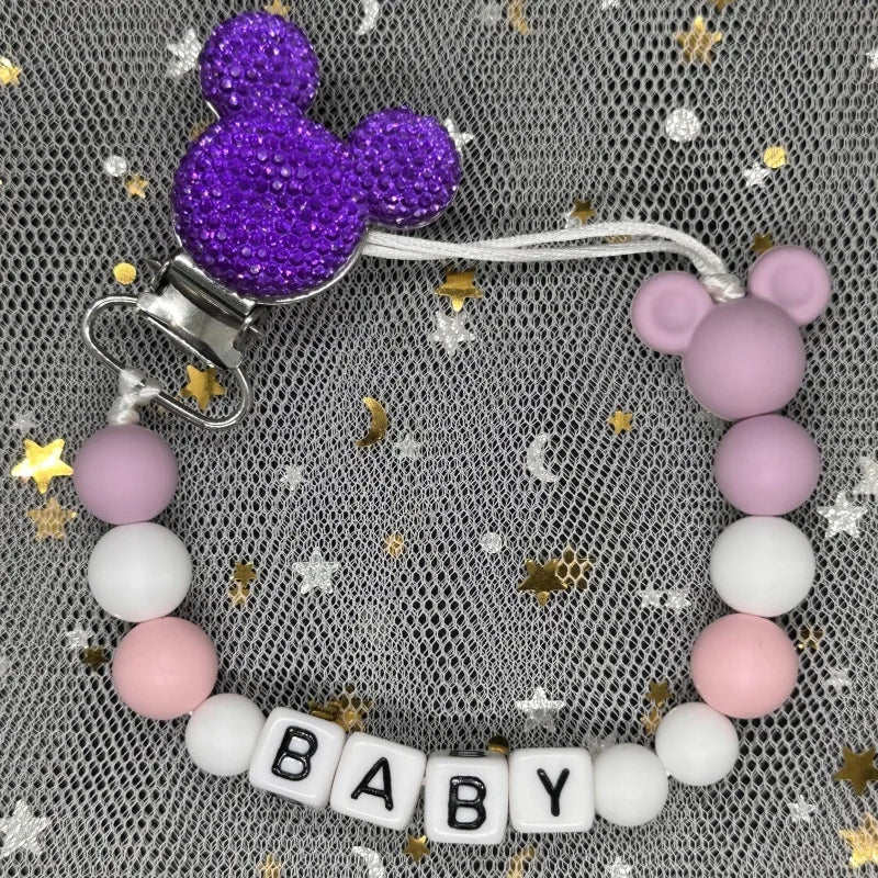 2026 Custom Name Baby Pacifier Clips Chain Silicone Beads Teether Toys Dummy Holder Russian English Name Pacifier Chain Newborn