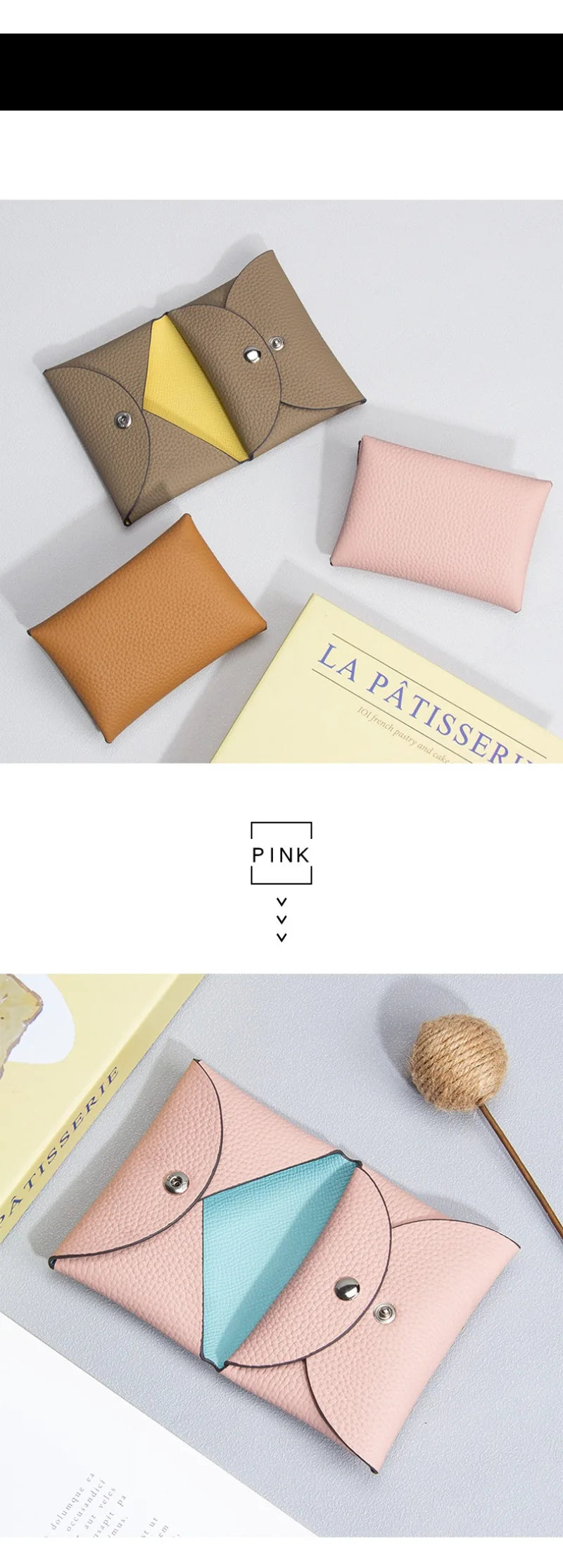 Cowhide Mini Envelope Card Bag Women's Business Card Holder Credit Cards Document Bag Coin Purse Designer Classic Card Bag