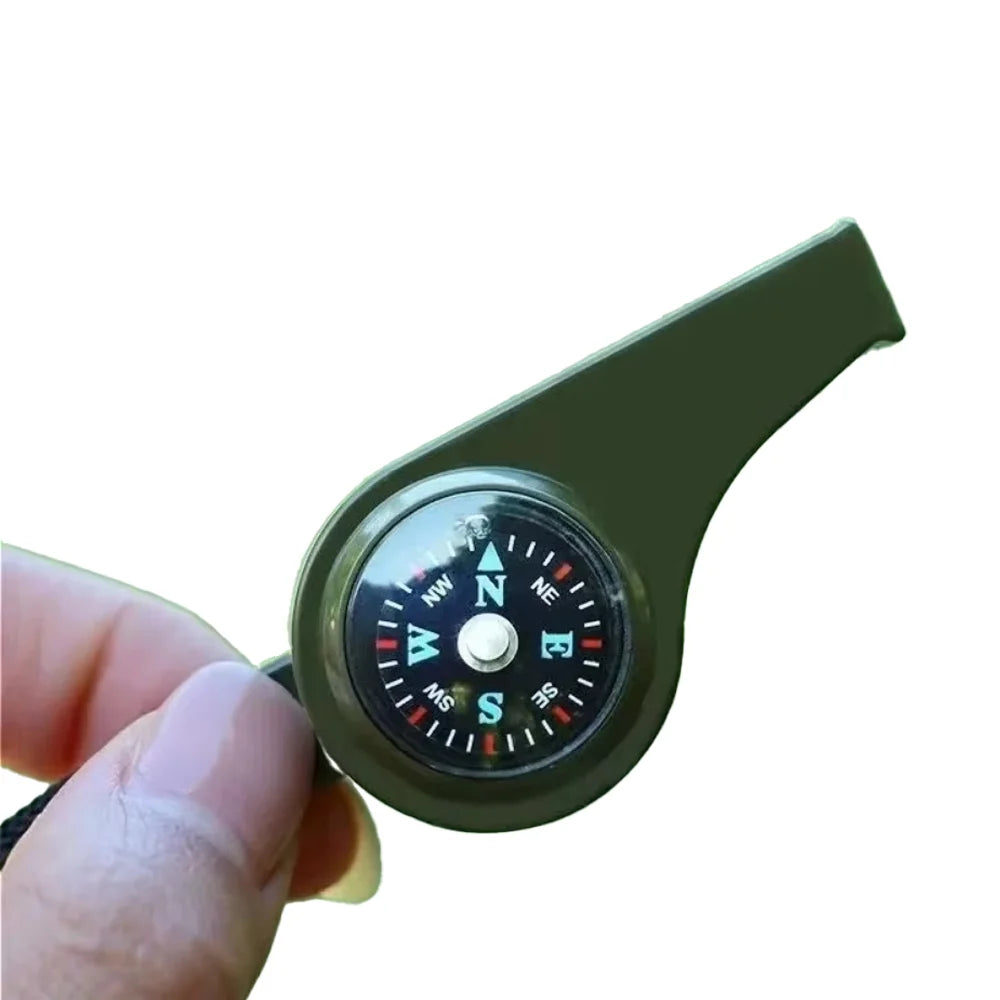 3-in-1 Outdoor Emergency Whistle with Compass and Thermometer, Convenient to Carry, Suitable for Camping and Hiking