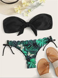 Beach Bikini 2026 Women Sexy Front Lace Up Tie Bandeau Leopard Swimsuit Female Push Up Ruffled Bow Bathing Suit Thong Swimwear