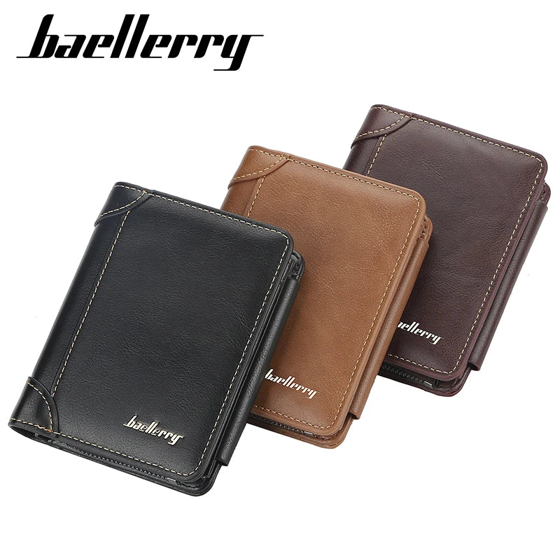 Baellerry PU Leather Men Wallets High Quality Zipper Short Desigh Card Holder Male Purse Vintage Coin Holder Men Wallets