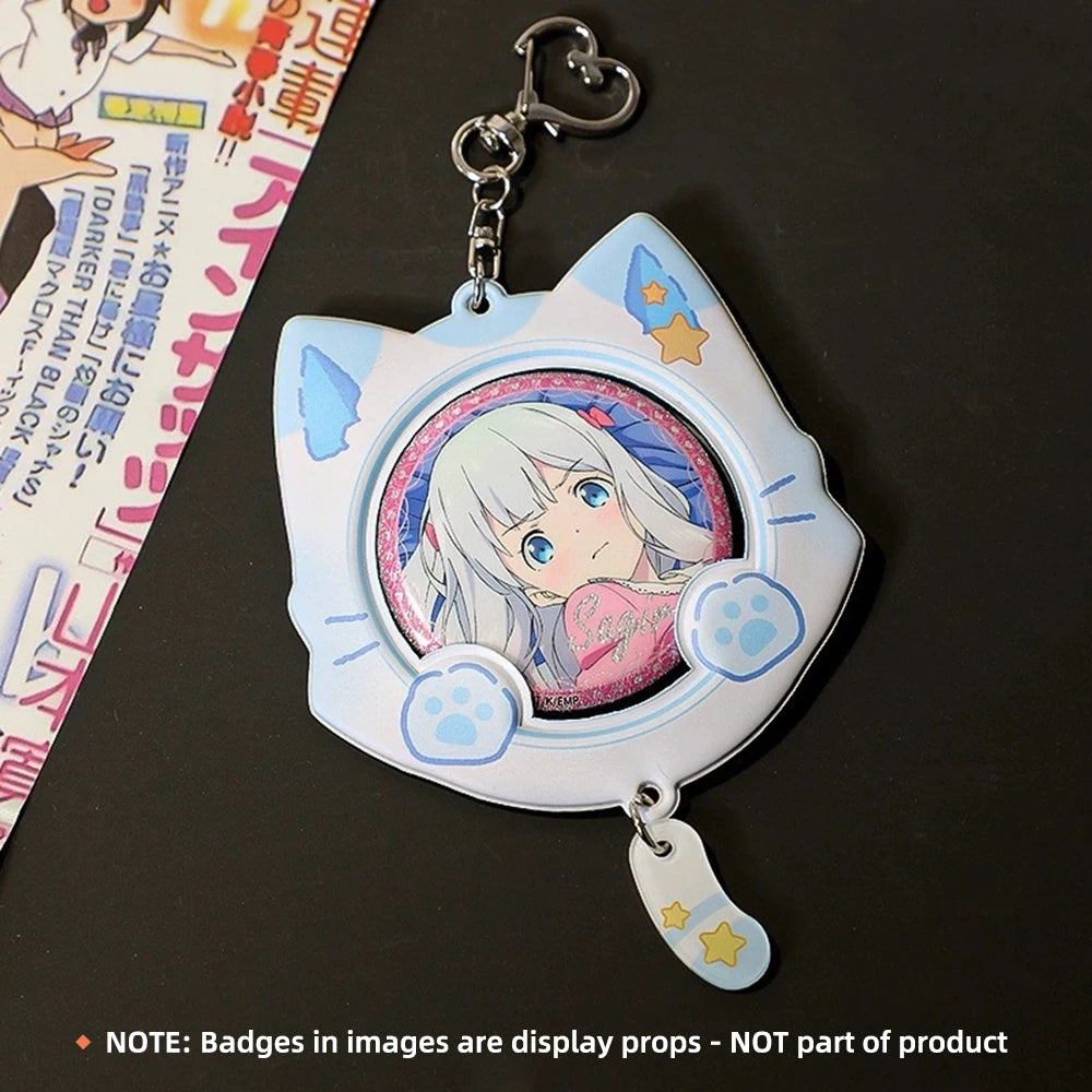 Kawaii Cat Ear Badge Protector Keychain For Women Charm Anime PVC Bag Display With Tail Collection Young Girls Jewelry Gift N927