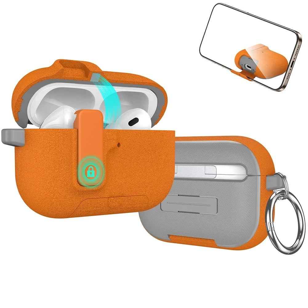 For Airpods Pro 3 Case with Automatic Lock & Cleaning Kit Phone Stand Design Protective Case Cover for Airpods Pro 3