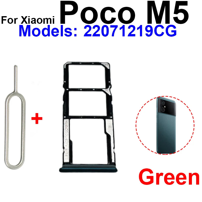 Sim Card Tray Holder For Xiaomi Poco X5 F5 Pro M5 M5s SIM Card Slot Holder Socket Reader Adapter Replacement Repair Parts