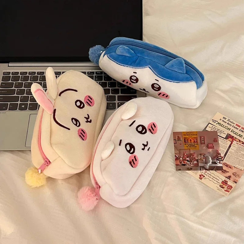Cute animal storage bag Plush Pencil Case, Cute Anime Stationery Pouch, Large Capacity Soft Pen Bag for School Students Girls