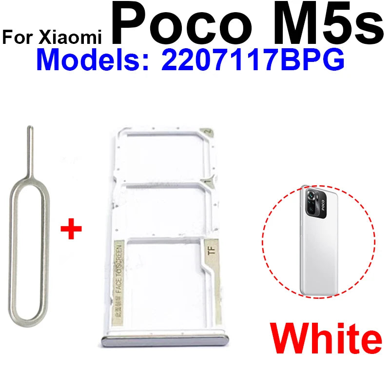 Sim Card Tray Holder For Xiaomi Poco X5 F5 Pro M5 M5s SIM Card Slot Holder Socket Reader Adapter Replacement Repair Parts