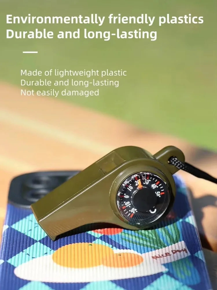3-in-1 Outdoor Emergency Whistle with Compass and Thermometer, Convenient to Carry, Suitable for Camping and Hiking