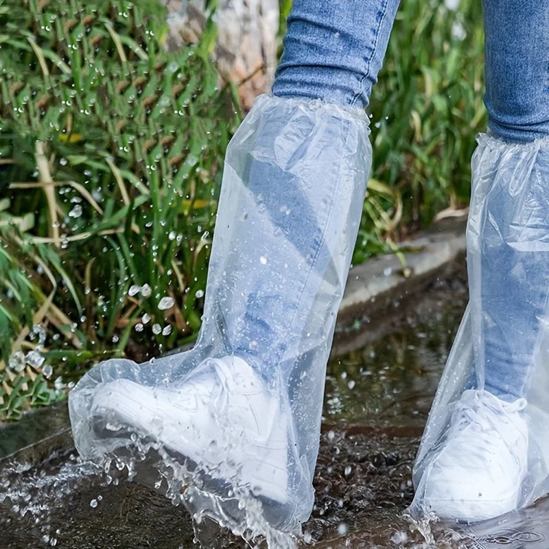 10/20/30pcs Rainy disposable shoe covers, transparent plastic outdoor thick wear-resistant waterproof isolation foot covers