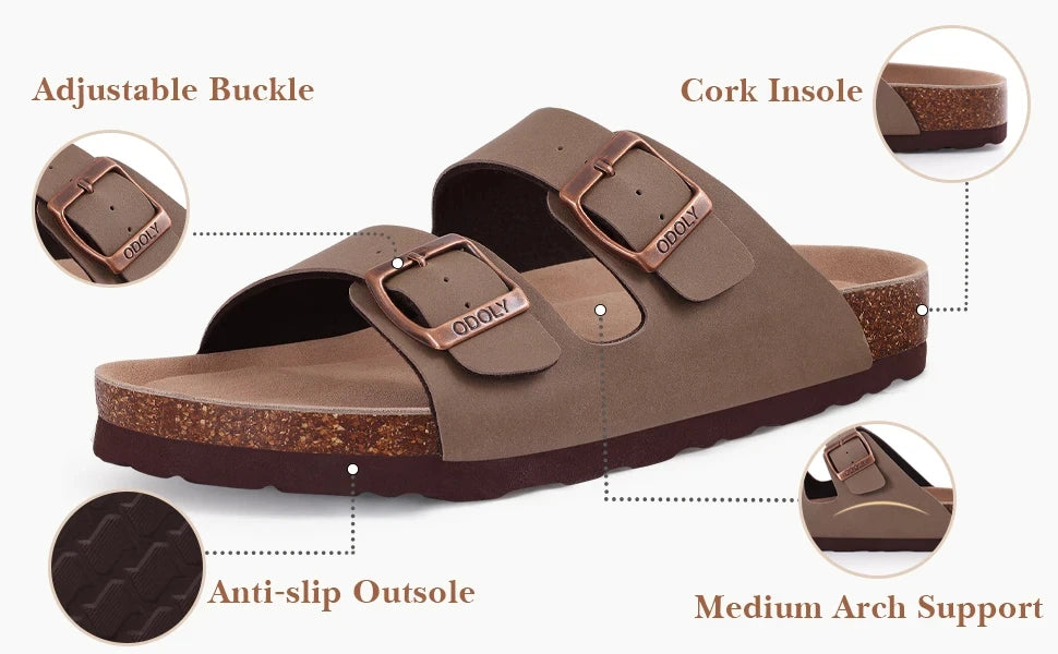 Shevalues Cork Sole Slippers For Women Men Classic Suede Summer Sandals With Arch Support Fashion Orthopedic Beach Cork Shoes