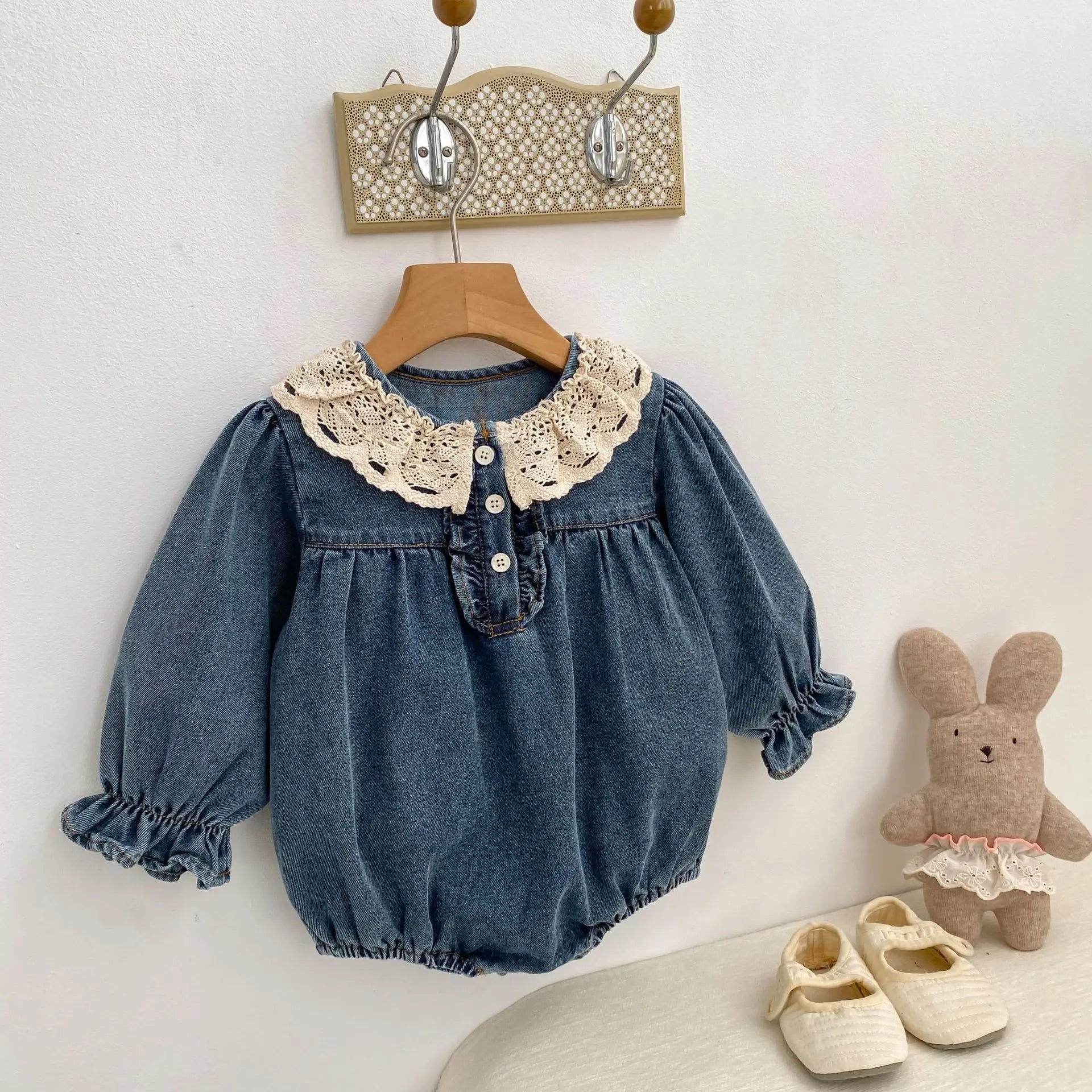 7473 Baby Clothes 2026 Spring and Autumn New Long Sleeve Baby Girl's Denim Clothes Princess Climbing Clothes