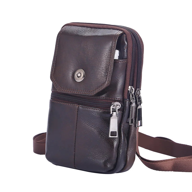 1PC Lightweight Vintage Leather Crossbody Bag Small Messenger Pouch For Men Phone And Passport Storage Use