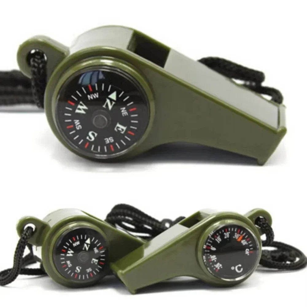 3-in-1 Outdoor Emergency Whistle with Compass and Thermometer, Convenient to Carry, Suitable for Camping and Hiking