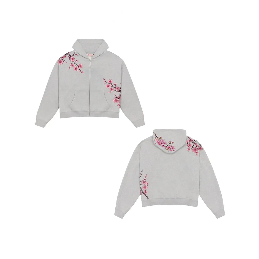 Y2K Vintage Oversized Cherry Blossom Embroidered Hooded Jacket Mens Womens Pink Zipper Coat Harajuku Hip Hop Graphic Streetwear