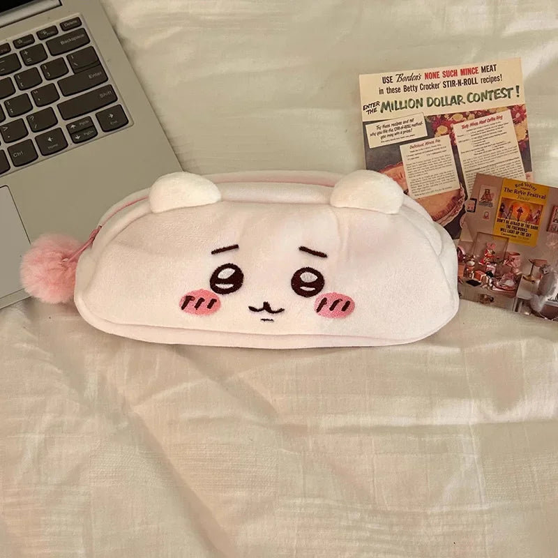 Cute animal storage bag Plush Pencil Case, Cute Anime Stationery Pouch, Large Capacity Soft Pen Bag for School Students Girls