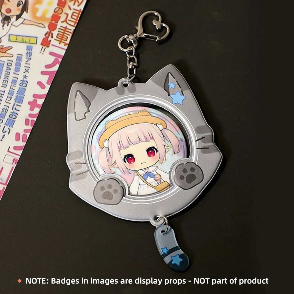 Kawaii Cat Ear Badge Protector Keychain For Women Charm Anime PVC Bag Display With Tail Collection Young Girls Jewelry Gift N927