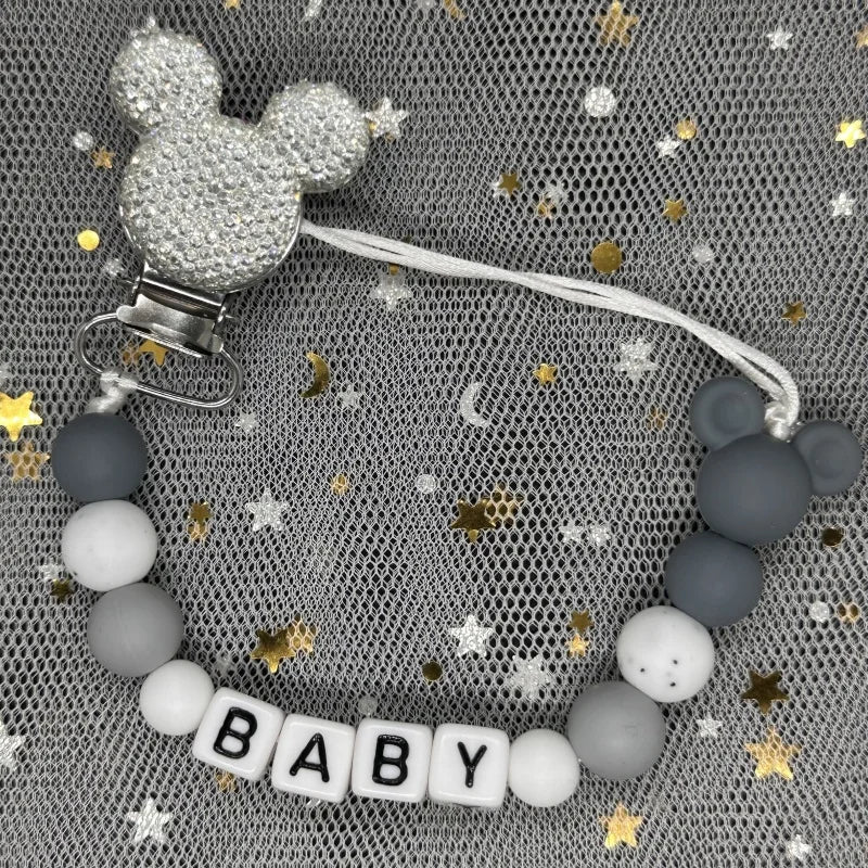 2026 Custom Name Baby Pacifier Clips Chain Silicone Beads Teether Toys Dummy Holder Russian English Name Pacifier Chain Newborn