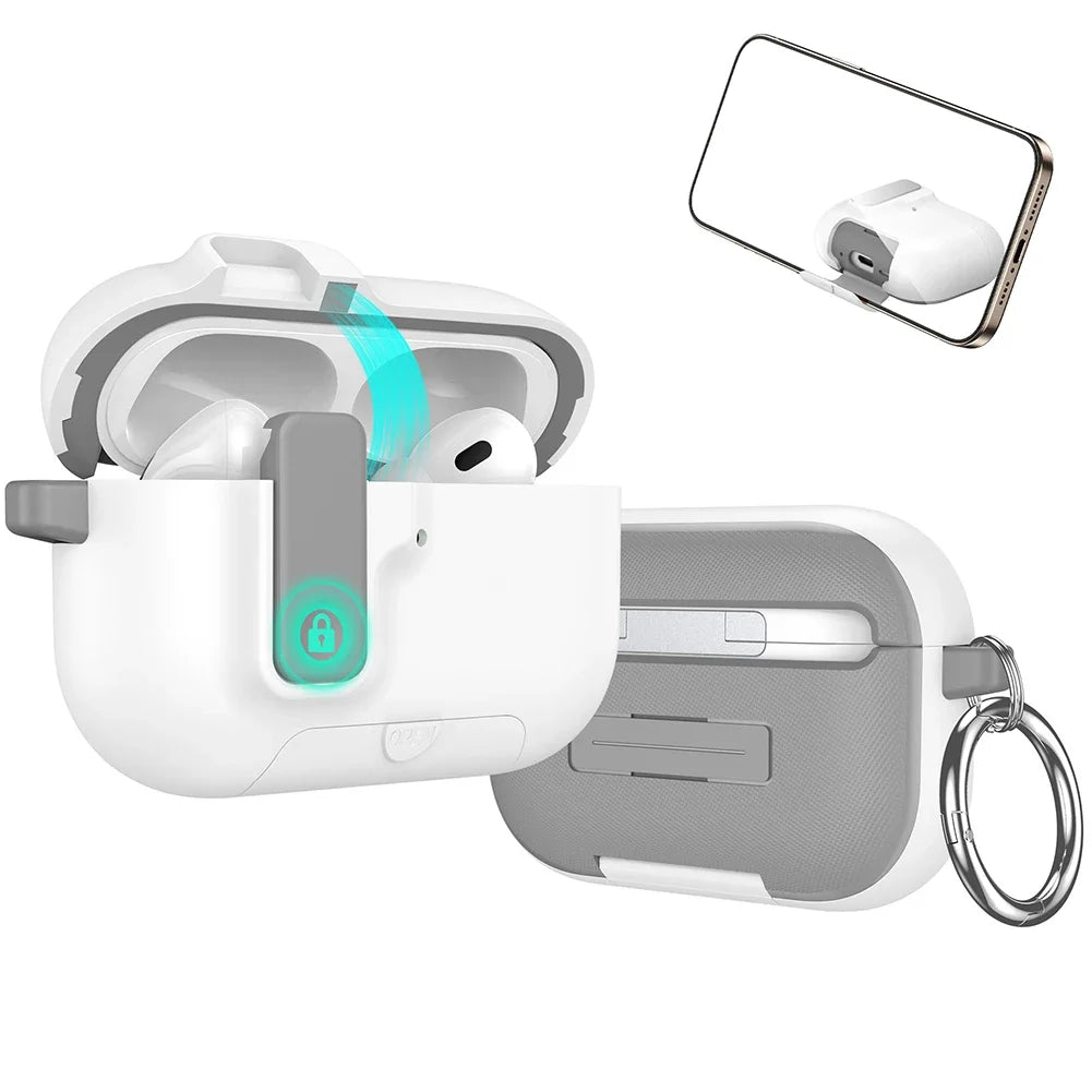 For Airpods Pro 3 Case with Automatic Lock & Cleaning Kit Phone Stand Design Protective Case Cover for Airpods Pro 3
