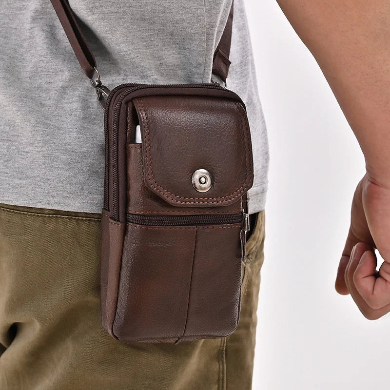 1PC Lightweight Vintage Leather Crossbody Bag Small Messenger Pouch For Men Phone And Passport Storage Use