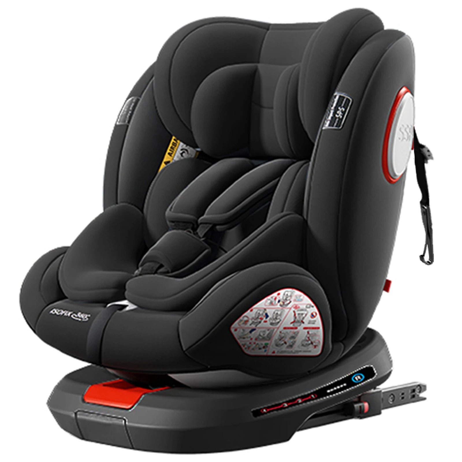 360 Swivel Toddler Car Seat with Retractable Support Anti-Tip Leg, ISOFIX Mount Safety System, Dual SIP Side Impact Module, Integrated Skeleton Shell, Forward and Rearward Facing Multi-Age Child Seat
