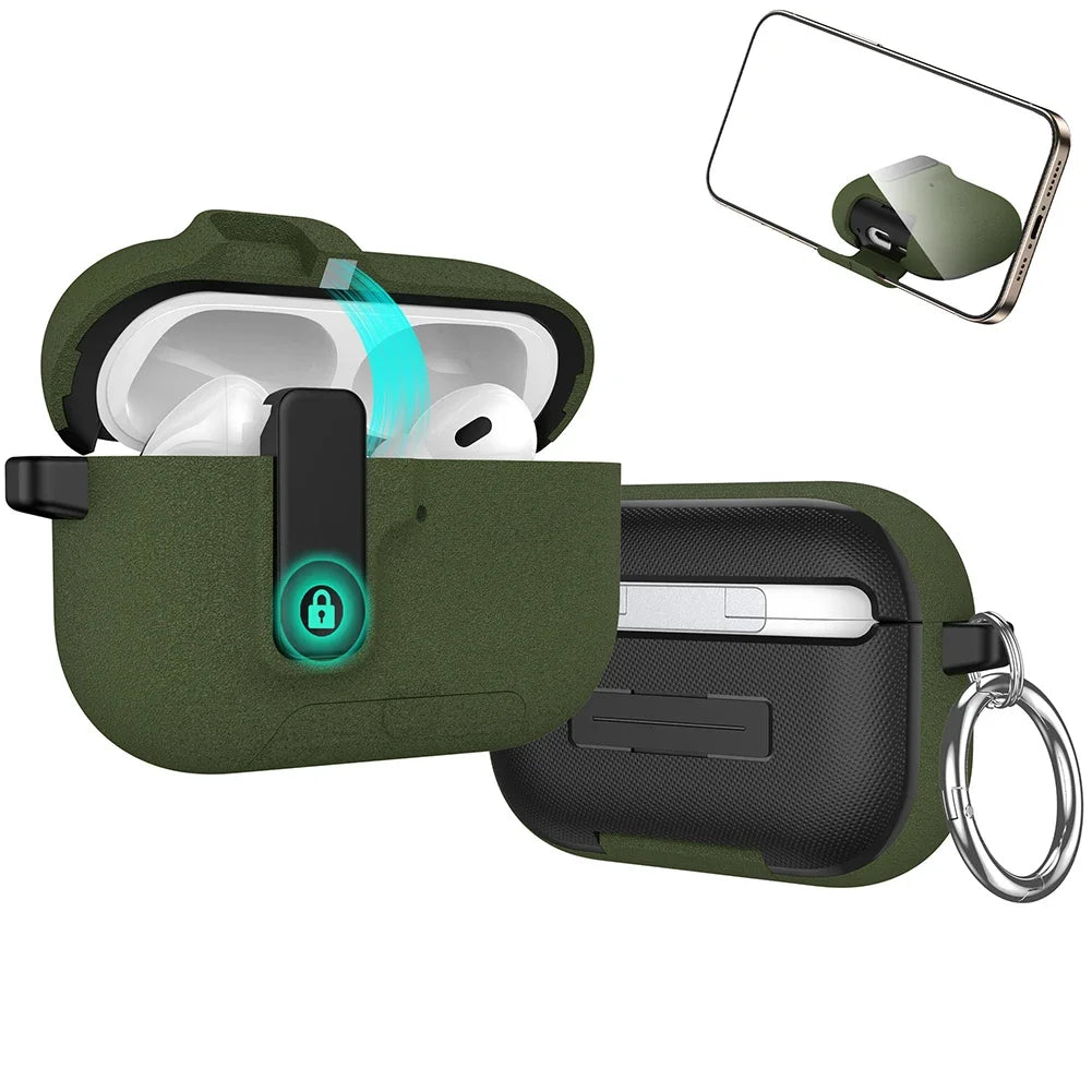 For Airpods Pro 3 Case with Automatic Lock & Cleaning Kit Phone Stand Design Protective Case Cover for Airpods Pro 3