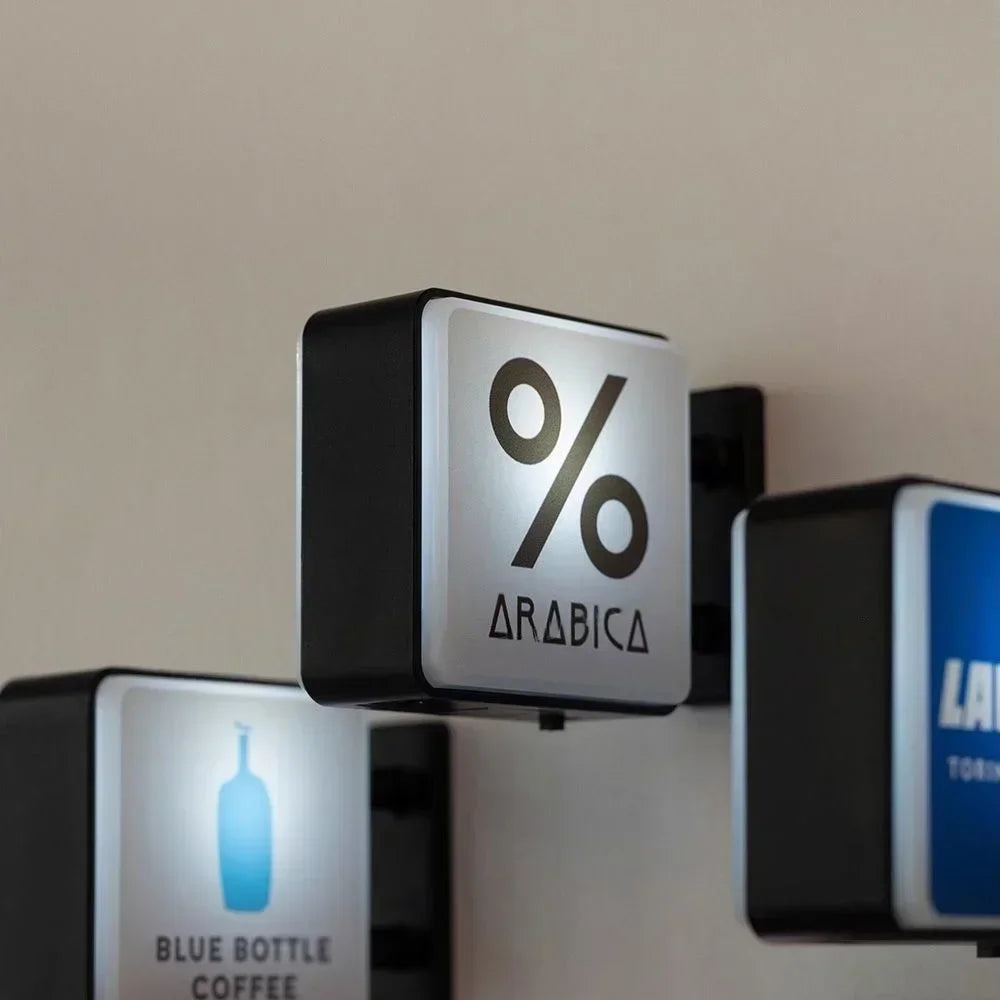 World Classic Coffee Brands Light Sign Refrigerator Magnet Coffee Machine Decor Arabica Lavazza Illy Blue Bottle Peet's Coffee