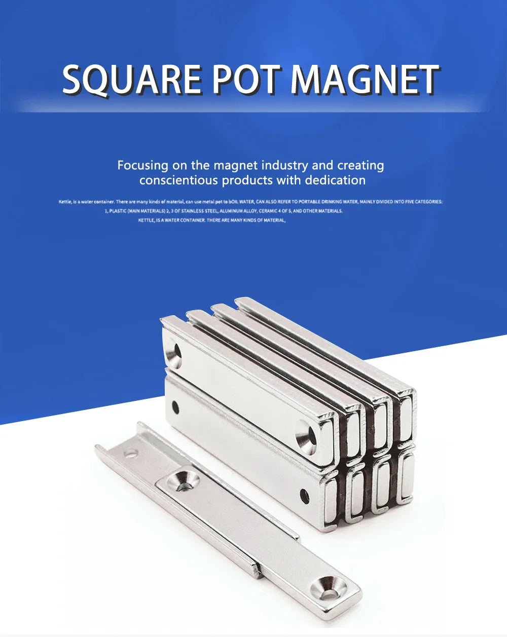 L10~L120 Strong Square Pot Magnet  Long Magnetic Tool Carrier With Hole Magnetic Holder For Home Office DIY
