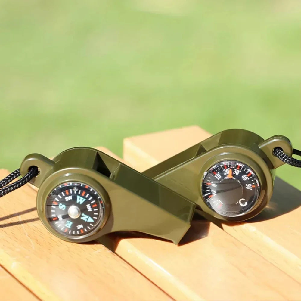 3-in-1 Outdoor Emergency Whistle with Compass and Thermometer, Convenient to Carry, Suitable for Camping and Hiking