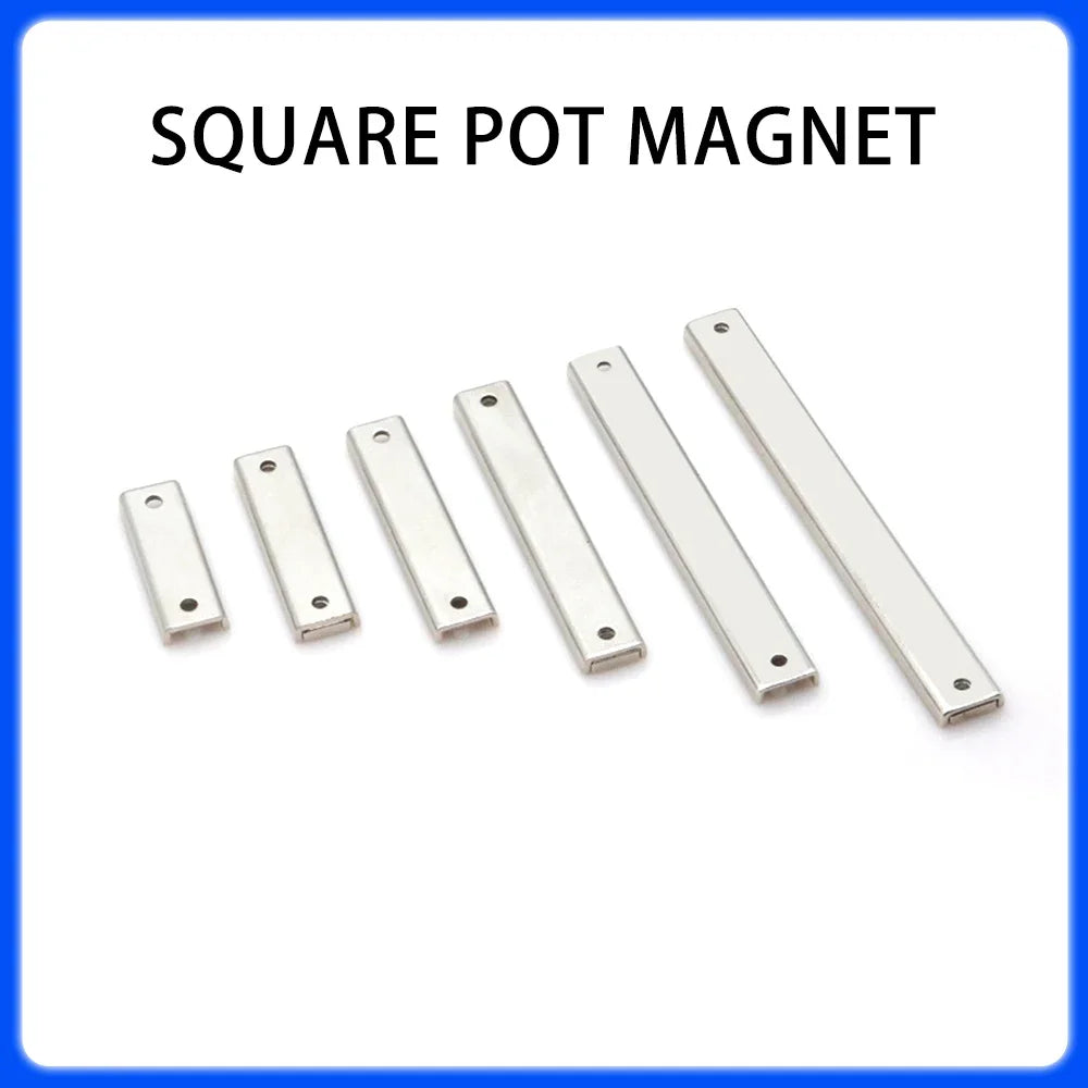 L10~L120 Strong Square Pot Magnet  Long Magnetic Tool Carrier With Hole Magnetic Holder For Home Office DIY