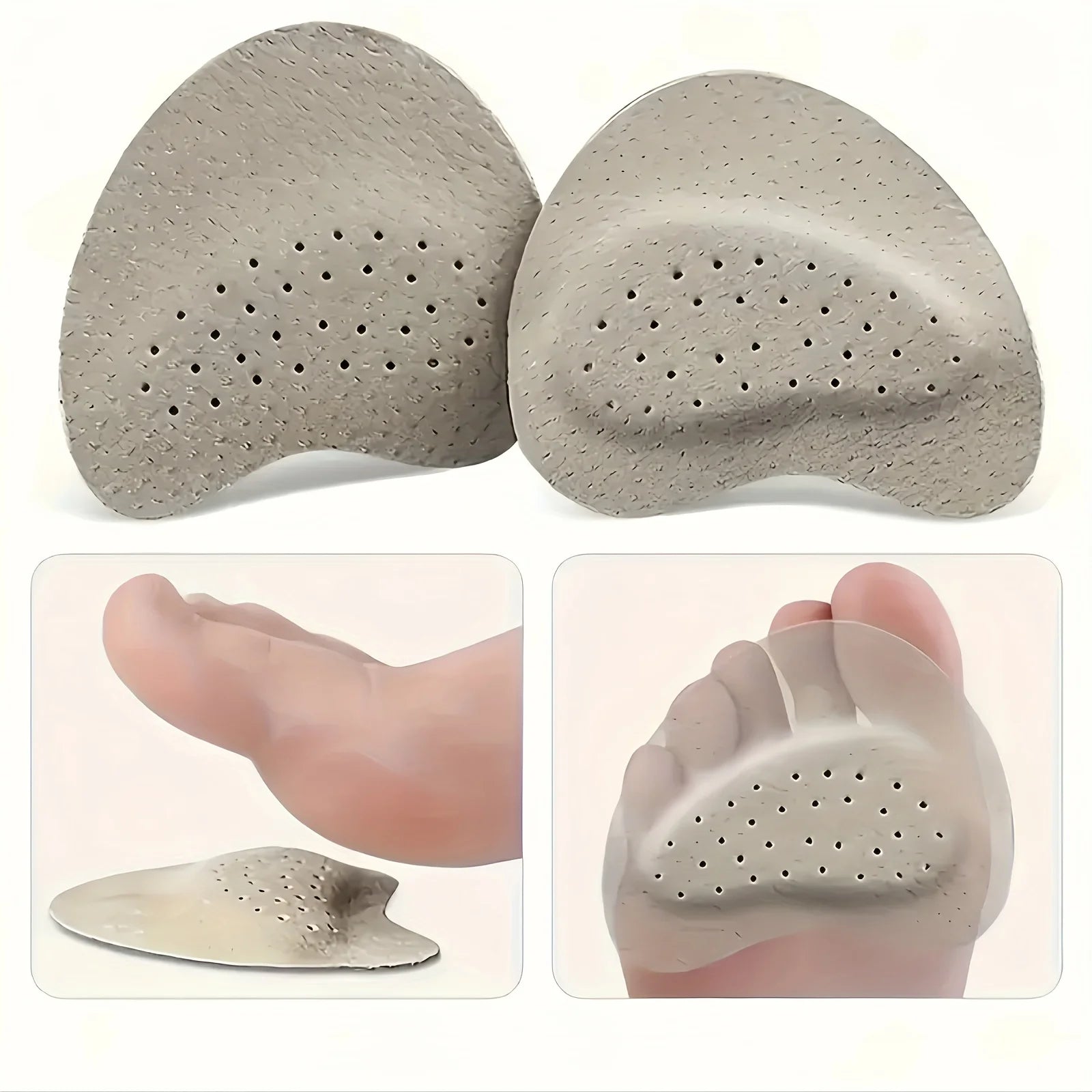Forefoot Pads, High-Quality Leather, Self-Adhesive Half-Size Insoles, Shock-Absorbing, Breathable for Sandals & High Heels