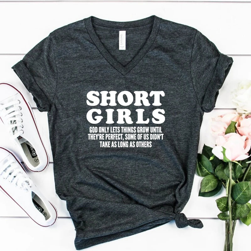 Women Humorous Quote Fashion Shirt Short Girls Print Graphics Girl Funny Short Sleeve Tee Harajuku Letter Casual V-neck T-shirt