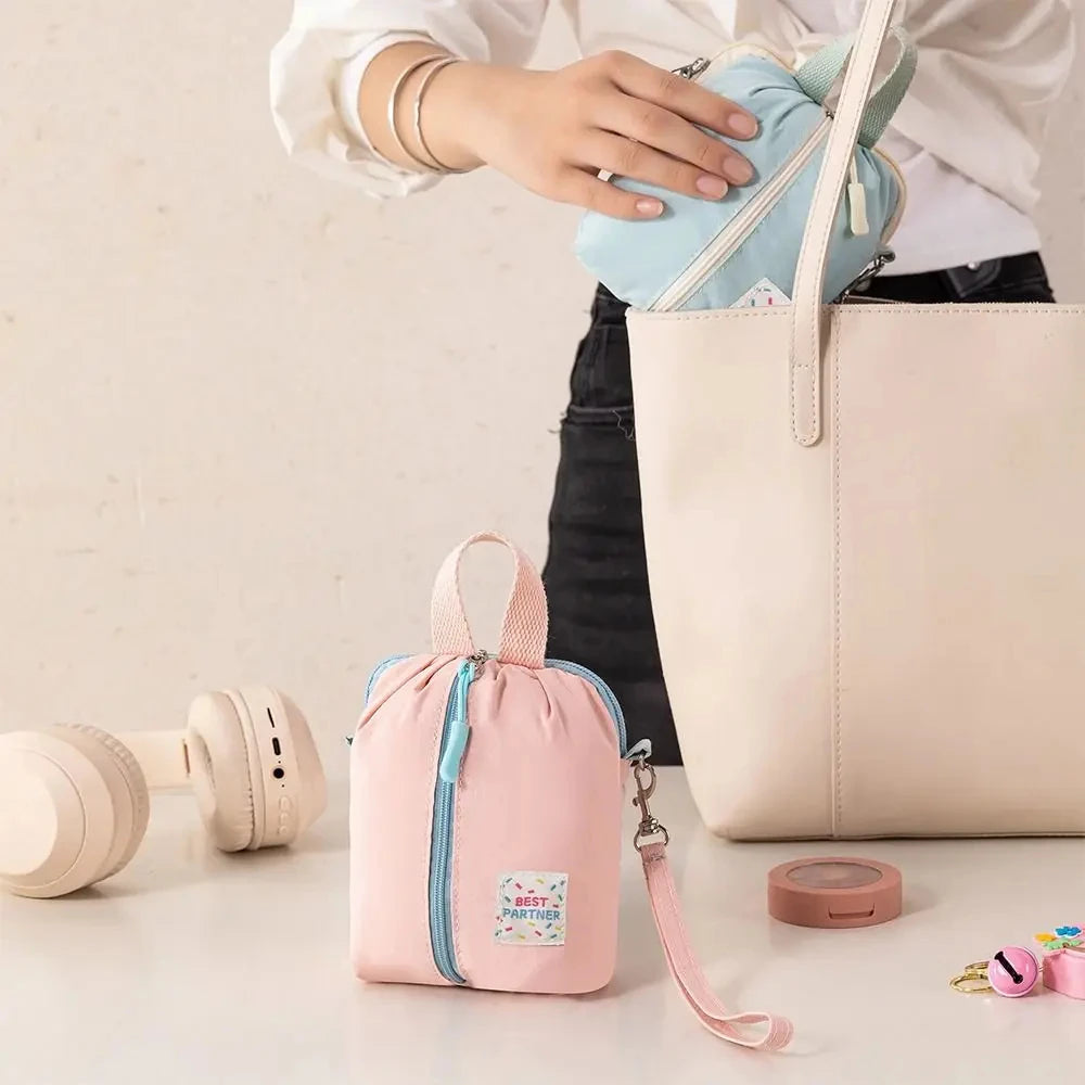 Portable Small Sanitary Pad Storage Bag Macaron Travel Toiletry Cosmetic Case Makeup Organizer Versatile