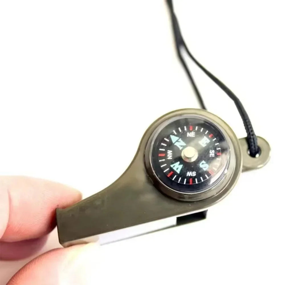 3-in-1 Outdoor Emergency Whistle with Compass and Thermometer, Convenient to Carry, Suitable for Camping and Hiking