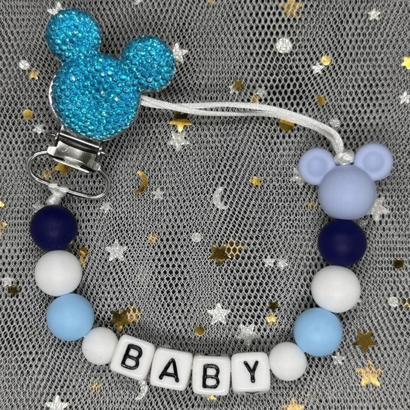 2026 Custom Name Baby Pacifier Clips Chain Silicone Beads Teether Toys Dummy Holder Russian English Name Pacifier Chain Newborn