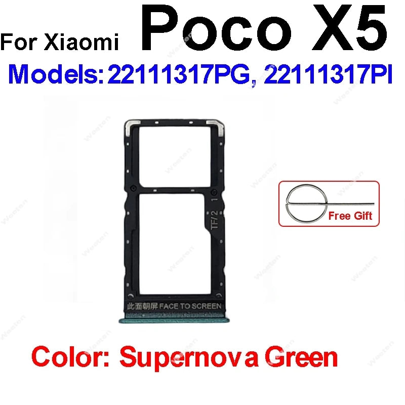 Sim Card Tray Holder For Xiaomi Poco X5 F5 Pro M5 M5s SIM Card Slot Holder Socket Reader Adapter Replacement Repair Parts