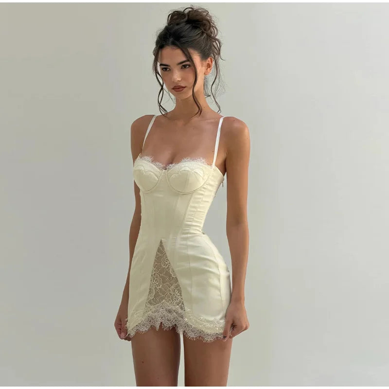 Sexy Lace Strap Casual Dress For Women V Neck Sleeveless Slim A-Line Mini Summer Dresses Lady New High Street Party Robe 2026