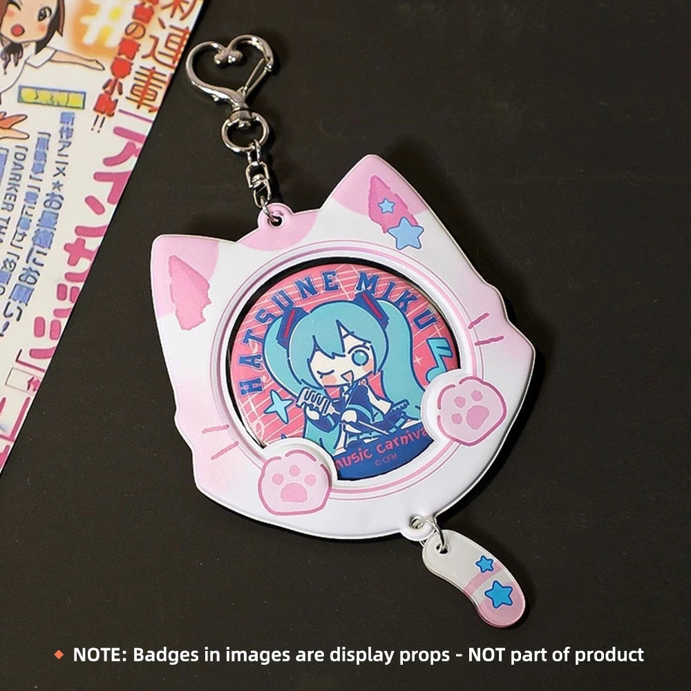Kawaii Cat Ear Badge Protector Keychain For Women Charm Anime PVC Bag Display With Tail Collection Young Girls Jewelry Gift N927