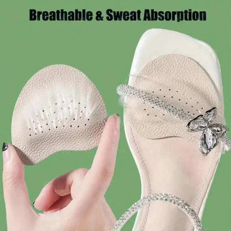 4PCS Sandals Anti-slip Stickers Leather Forefoot Pad Women High Heels Pain Relief Insert Insoles Toe Cushion Foot Care Shoes Pad