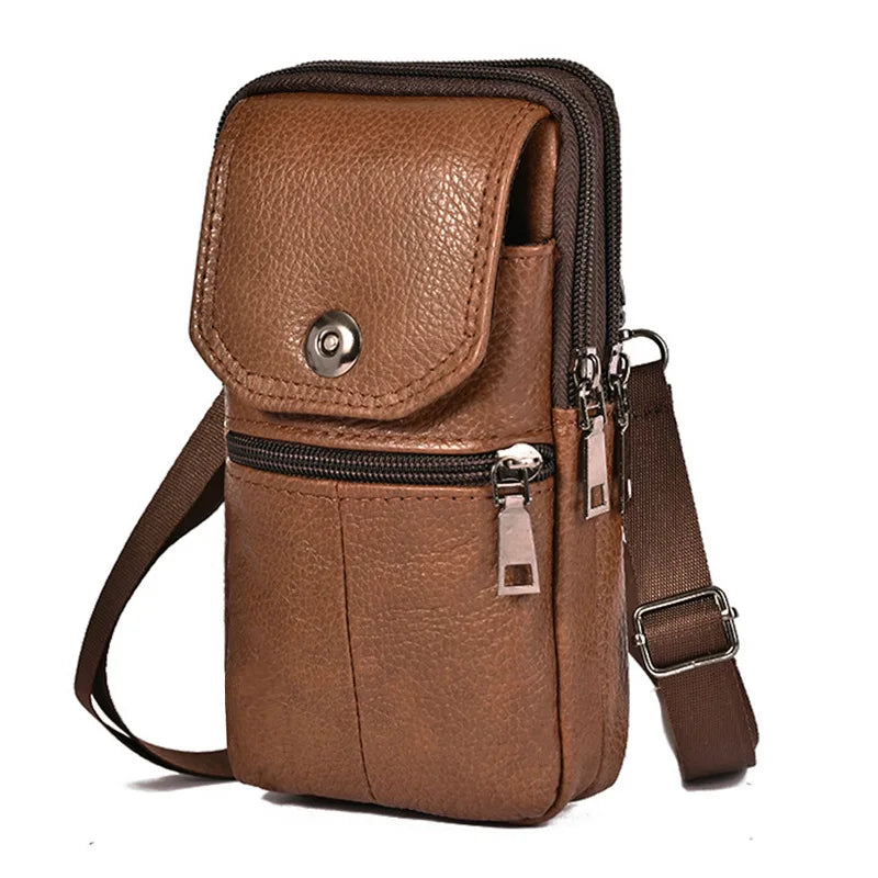 1PC Lightweight Vintage Leather Crossbody Bag Small Messenger Pouch For Men Phone And Passport Storage Use