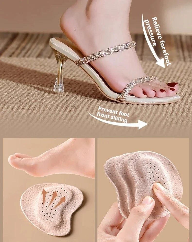 Leather Forefoot Pads for High Heels Anti-slip Stickers Summer Sandals Self-adhesive Invisible Non-slip Pad 1Pair/2Pair/3Pair